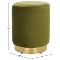 thumbnail image 3 of SAFAVIEH Couture Elsworth Glam Velvet Ottoman with Brass Base, Olive Green/Brass, 3 of 10