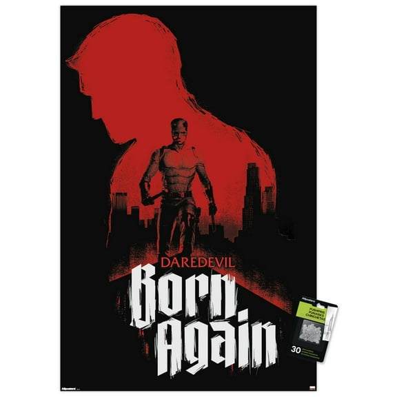 Marvel Television's Daredevil: Born Again - Daredevil Silhouette Wall Poster with Pushpins, 22.375" x 34"