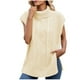 thumbnail image 2 of Suéter de cuello alto para mujer, moda informal, cuello alto, sin mangas, suéter de punto, blusa de poliéster para mujer, 2 of 7