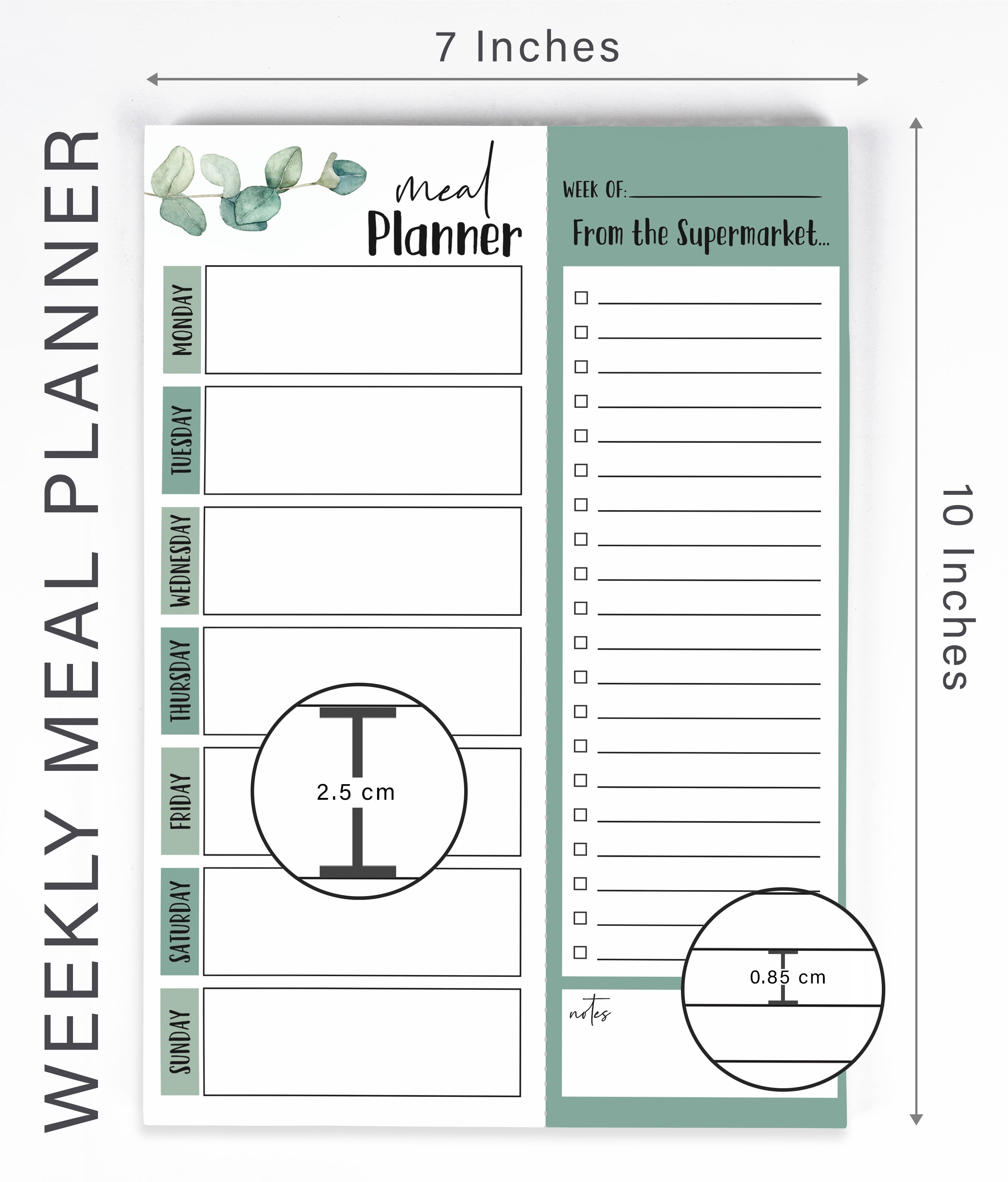 Inkdotpot Weekly Meal Planner Notepad 7"x10 , "Meal Planner" Magnetic Meal Planning Pad with Tear Off Grocery Shopping List for Fridge- Kitchen & Home - 54 Sheets -WF