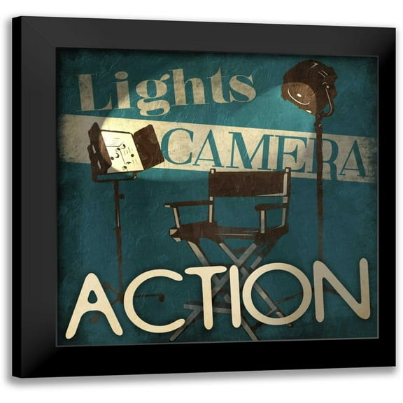 Grey, Jace 12x12 Black Modern Framed Museum Art Print Titled - Lights Camera Action
