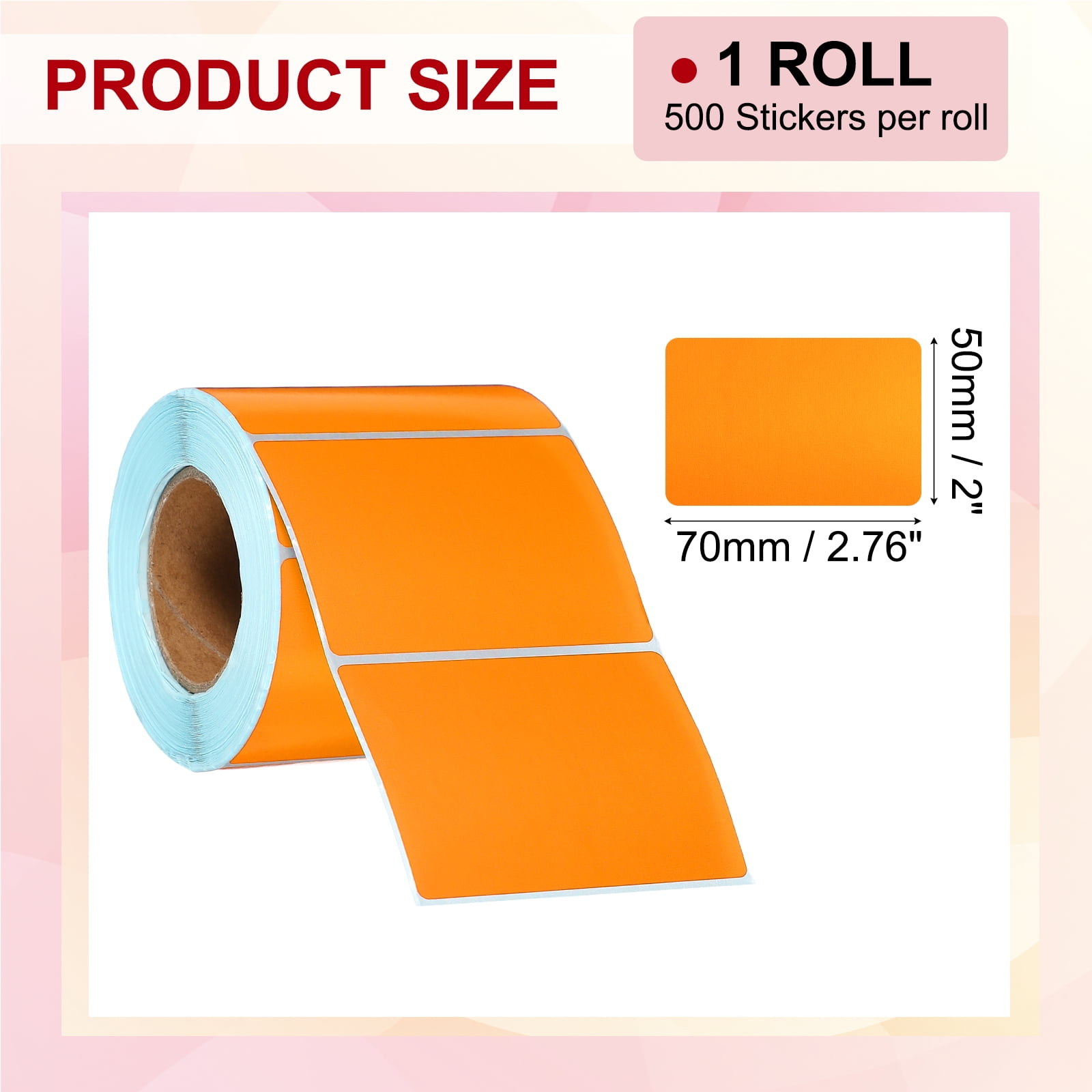 Uxcell 500Pcs Thermal Labels 2x2.76" Thermal Printer Labels Stickers Self Adhesive Tags Rectangle Paper Roll Small for Printer Shipping Label Mailing UPS Barcode Address Orange