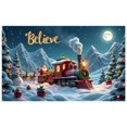 thumbnail image 3 of Snowy Theme Christmas Banner Golden Lettering Believe Banner Colorful Decor Santa Claus Pattern Holiday Banner for Christmas Party Home Decoration Holiday Celebration, 3 of 9