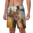 thumbnail image 2 of Uemuo Relaxing Cat With Orange Juice Pattern Mens Swim Trunks Quick Dry Board Shorts with Mesh Lining, Stretch Beach Shorts Quick Dry No-Chafing Board Shorts-Medium, 2 of 9