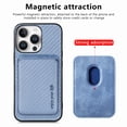 thumbnail image 2 of Dteck Detachable Back Cover for iPhone 16 Pro Max with Card Holder, Magnetic Wallet Pocket Carbon Fiber Texture PU Leather Slim Phone Case, Blue, 2 of 12