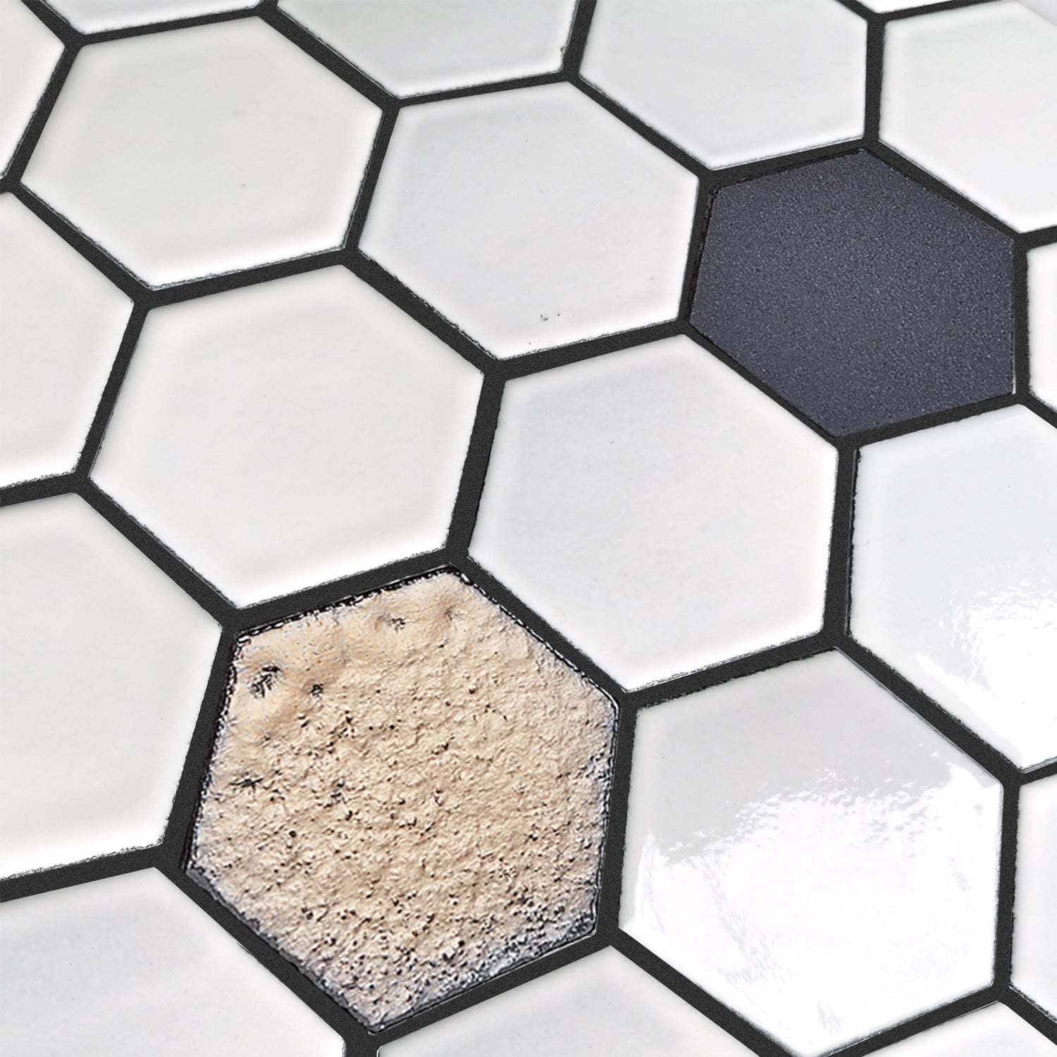 Lugo 12.1" x 10.43" Lava Stone Mosaic Floor and Wall Tile in White (Pack of 9)