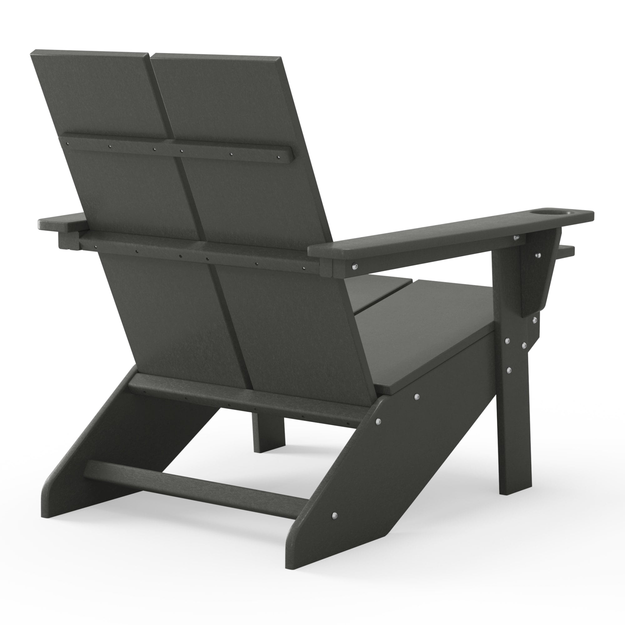 WestinTrends Riviera Outdoor HDPE Modern Adirondack Chair with Cup Holder (Set of 4), Gray