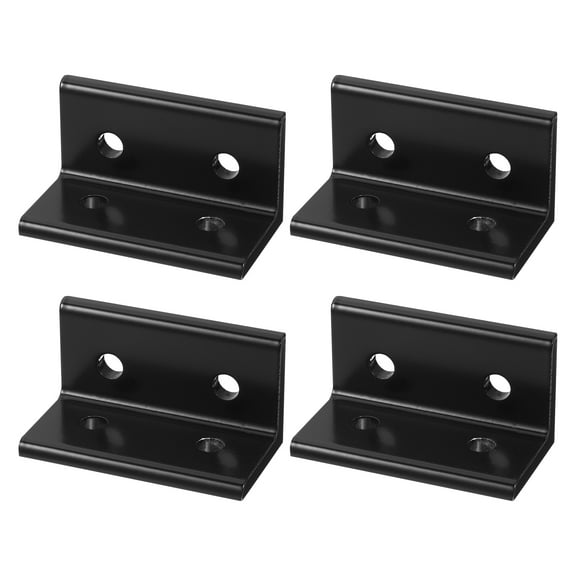 4080 Aluminum Extrusion Profile Corner Bracket, 4 Holes L-Shape Black Bracket, Right Angle Joint Connectors, 4 Packs