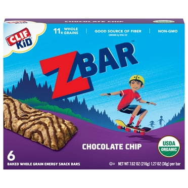 CLIF Kid Zbar - RE32 Chocolate Chip - Soft Baked Whole Grain Snack Bars - USDA Organic - Non-GMO - Plant-Based - 1.27 oz. (6 Pack)