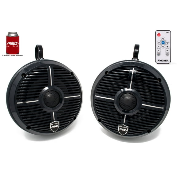 Wet Sounds REVO 6-XWB Black 6.5 Inch Marine LED Speakers & Enclosures (1.75" Clamps) & LED Controller