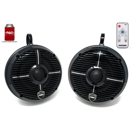 Wet Sounds REVO 6-XWB Black 6.5 Inch Marine LED Speakers & Enclosures (1.75 Clamps) & LED Controller