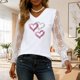 thumbnail image 4 of Xuyuer Valentine Women's Floral Embroidery Sheer Long Sleeves Lace Blouse Romantic Lace Insert V-Neck Blouse, 4 of 6