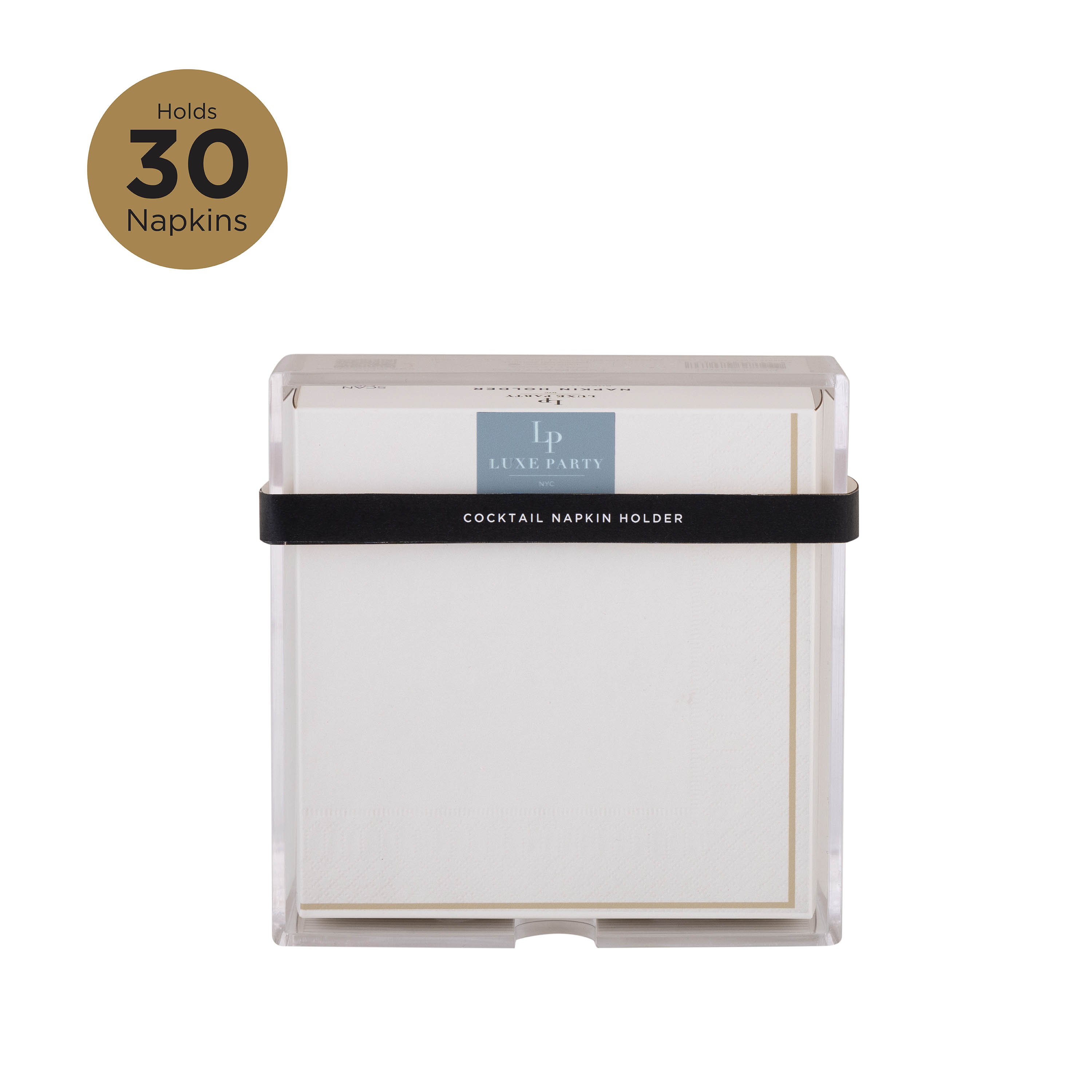 Luxe Party 2 Pack Acrylic Cocktail Napkin Holder in Clear, 2.44" x 5.59" W x 5.59"