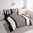 thumbnail image 3 of jejeloiu Gray White Black 7-Piece Twin Bedding Sets,Damask Baroque Victorian Bedding Comforter Set,Modern Geometric Abstract Sheet Sets For Teens,Microfiber Bedroom Decor Reversible, 3 of 8