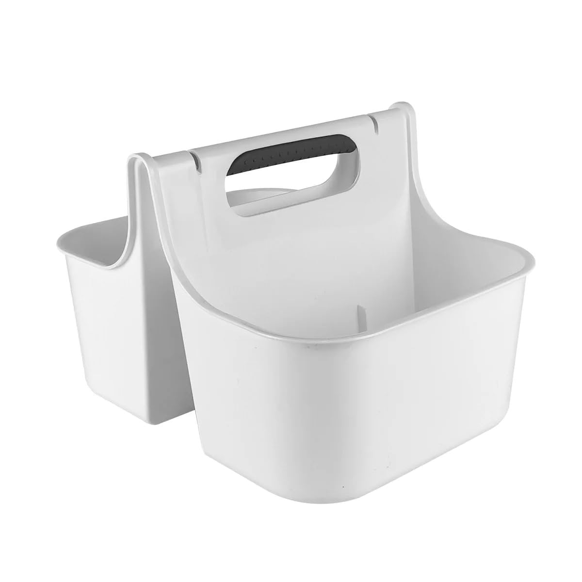 J&V TEXTILES Portable Shower Caddy, Bathroom Organizer Basket, Perfect Size for Dorm/College, Plastic Bath Tote, Dries Quickly with Drainage Holes, Soft Grip Carrying Handle White, Large