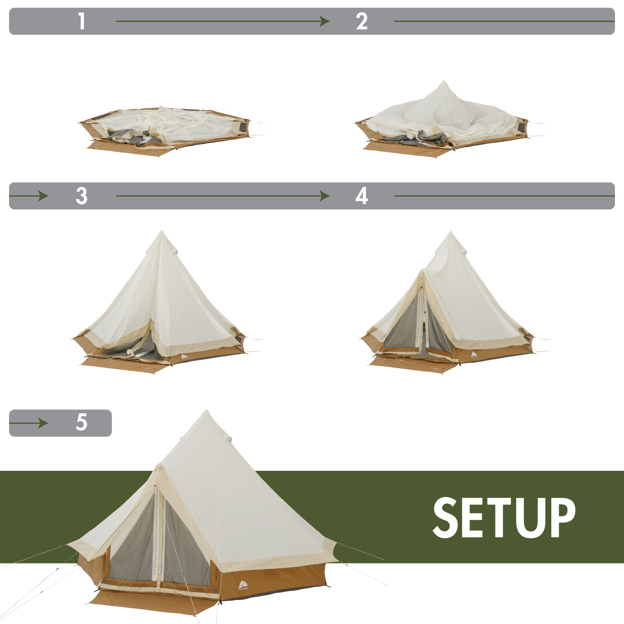 Carpa tipo campana para 8 personas con luces de cadena, 15 x 15 pies, 22.57 lb 3