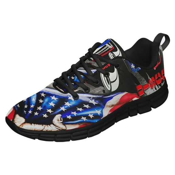 Disc Golf American Flag Running Shoes Sneakers Mesh Black Size 3.5