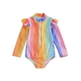 thumbnail image 1 of Mialoley Bikini pour Bébé Fille, Manches Longues Fermeture Éclair Rayé Coloré Maillot de Bain d'Été, 1 of 8