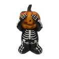 thumbnail image 2 of Set of 3 See No Hear No Speak No Evil Skeleton Pumpkin Figurines Resin Halloween Tabletop Decoration Fall Thanksgiving Home Decor for Mantel Shelf, 2 of 7