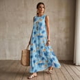 thumbnail image 3 of Xixirimido Palm Trees Sunset Blue Print Womens 2026 Maxi Dresses Casual Summer Long Sundress Sleeveless Loose Fit Flowy Sundress with Pockets for Beach Vacation Party, 4X-Large, 3 of 7