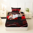 thumbnail image 4 of Castle Fairy Neon Sports Car Twin Sheet Sets 3pcs for Teens, Light Trail Race Bedding for Boys Bedroom, Red Black, 4 of 6