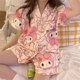 thumbnail image 3 of Conjunto de pijama de manga corta Sanrio My Melody Kuromi Cinnamoroll para mujer, ropa de ocio con corazón, Anime Kawaii, primavera y otoño, 3 of 4