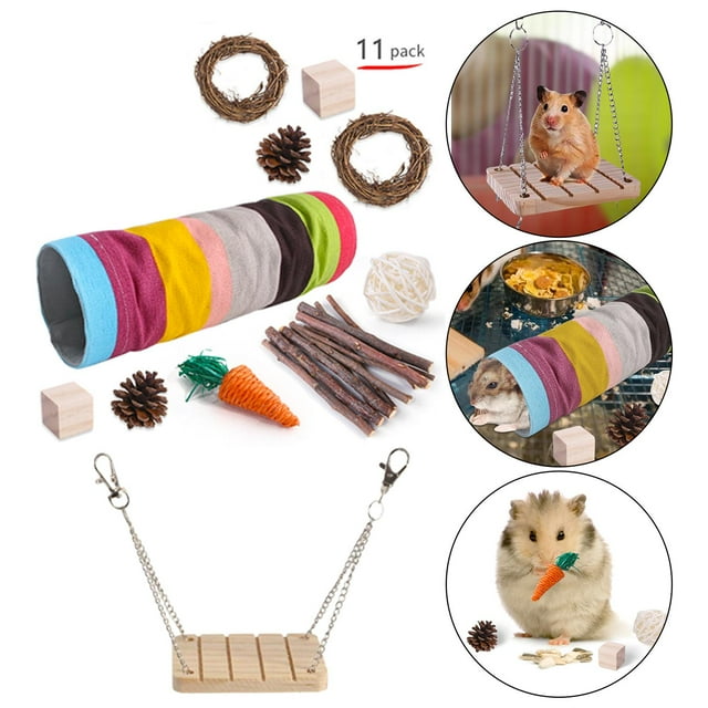 Juguetes para masticar hámster, paquete de 11 juguetes para masticar de para mascotas, accesorios de juguetes de conejillo de A Salvador pelota de ejercicio para hámster