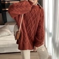 thumbnail image 3 of Suéter de cuello alto cálido de otoño para mujer, suéter básico de punto sólido coreano a la moda, suéter holgado de cuello redondo y manga larga para mujer, 3 of 5