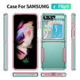 thumbnail image 4 of for Samsung Galaxy Z Flip 5 5G Case, Phone Case Heavy Duty 2 in 1 Full Body Rugged Shockproof Hybrid Hard PC Soft TPU Bumper Drop Protective Girls Women Boy Men Covers for Z Flip 5 5G, Green+Pink, 4 of 8