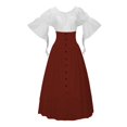 thumbnail image 1 of Fozruso High Waist Button Down Skirt With Gothic Asymmetrical Top For Halloween Party Cosplay(Red), 1 of 4