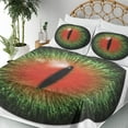 thumbnail image 3 of Ambesonne Reptile Fitted & Top Sheet Set with Shams, Exotic Cat Eye Egypt, Black Green Red, 3 of 5