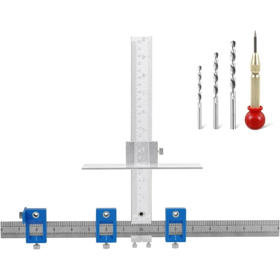 Metal Cabinet Hardware Jig, Punch Locator Drill Guide,Wood Drilling Dowelling Guide for Installation of Handles Knobs on Doors and Drawer, Cabinet Template Tool for Handles and Pulls
