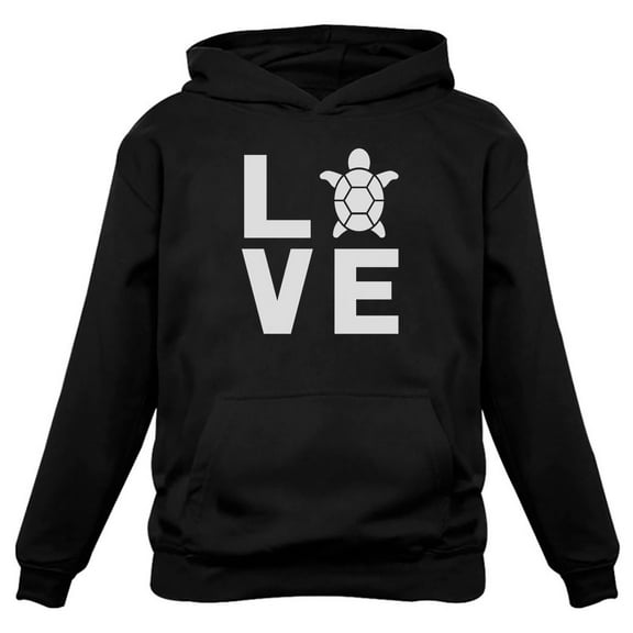 TeeStars - I Love Turtles - Animal Lover Turtle Print Cute Hoodie XX-Large Black