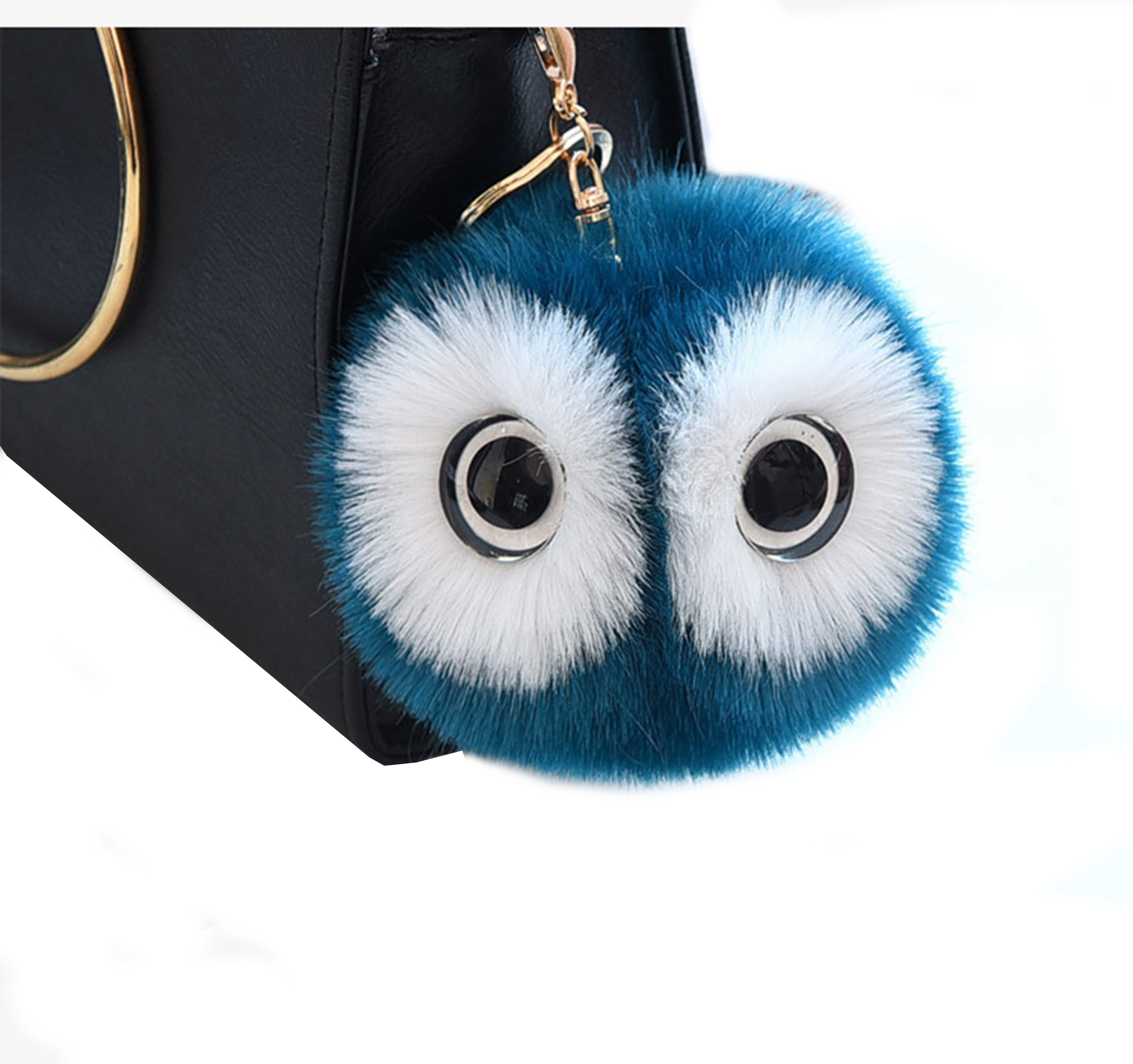 12pc Assorted Pompom Handbag Charms - Fur Ball Keychains For Purses, Bags, Keys - Multi-Color