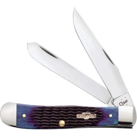 Case Trapper Pocket Knife Blue Bone Jigged Folding - Tru-Sharp Stainless Blade - Blue — Residential Use, Standard Application