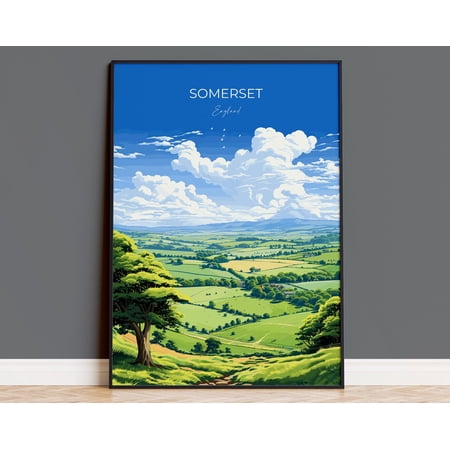 Somerset Travel Poster Wall Art, Travel Print of Somerset, England, Somerset Art Lovers Gift, Somerset Gift, 8x12 UNFRAMED