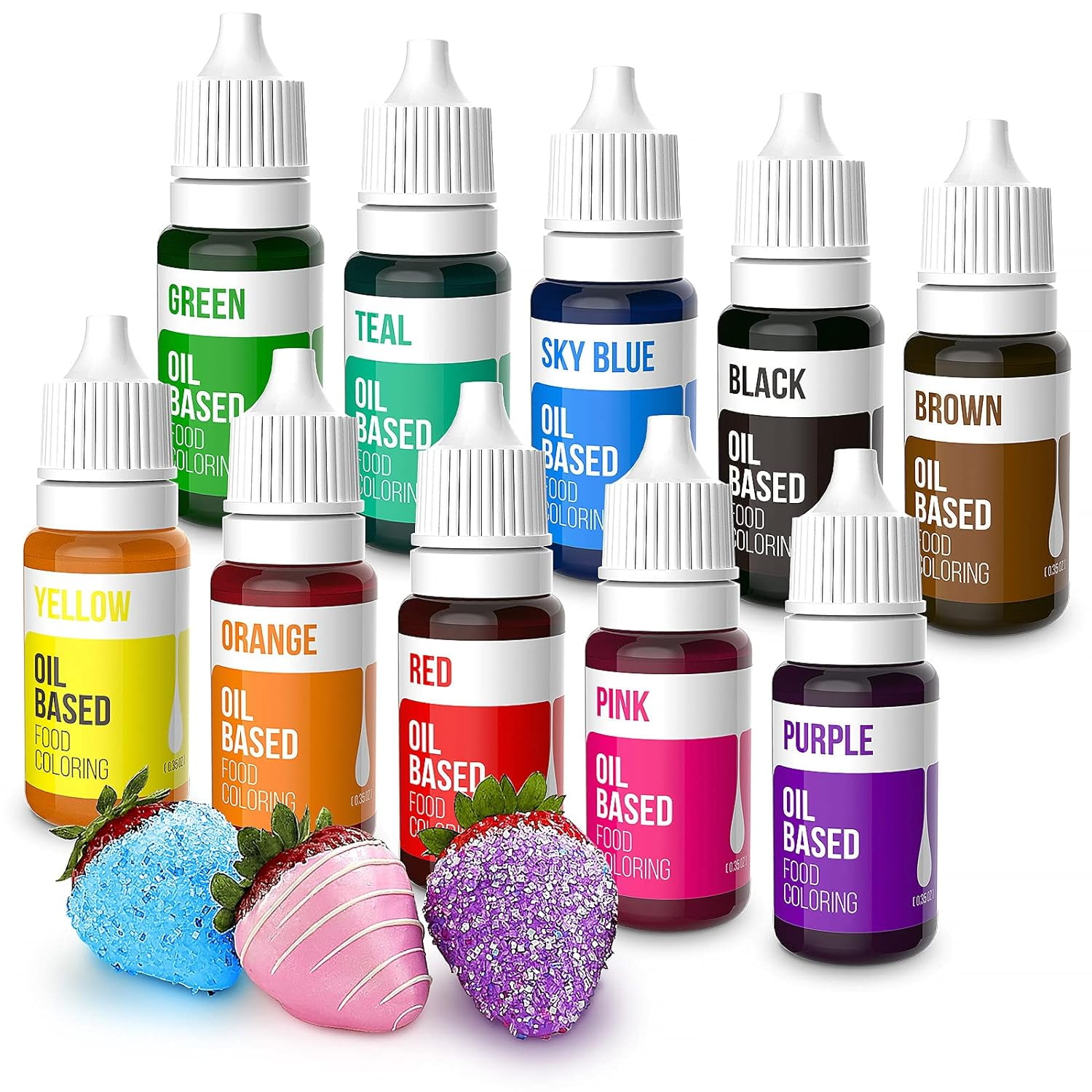Oil Based Food Coloring for Chocolate, 10 Colors for Candy Melts, Nomeca Edible Food Dye for Baking Cake Decorating Cookies Icing Fondant Meringues - .35 Fl. Oz Bottles