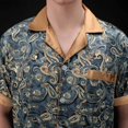 thumbnail image 6 of Men's Silk Satin Short Sleeve Pajamas Set Dragon Pattern Pj Sets Loungewear Button-Down Sleepwear, 6 of 7