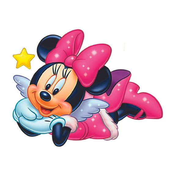 Minnie Mouse Wings Star Cartoon Characters Decors Wall Sticker Art Design Decal for Girls Boys Kids Room Bedroom Nursery Kindergarten House Home Decor Stickers Wall Art Vinyl Decoration (27x30 inch)