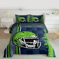 thumbnail image 2 of Homewish Football Sport City Full Size Comforter Sets,Teens Rugby Helmet Bedding Comforter Set,Green Blue Bedding Sets For Kids,Luxury Bedroom Decor Reversible,3pcs, 2 of 8