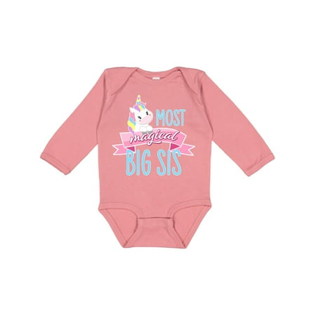 

Inktastic Most Magical Big Sis- cute unicorn Gift Baby Girl Long Sleeve Bodysuit