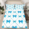 thumbnail image 2 of Manfei Kawaii Bow Sheet Set Queen,Blue Geometry Lines Bedding Sets Queen Size,Ribbon Bowtie Queen Sheet Sets For Princess,Microfiber Room Decoration,4-Piece, 2 of 7