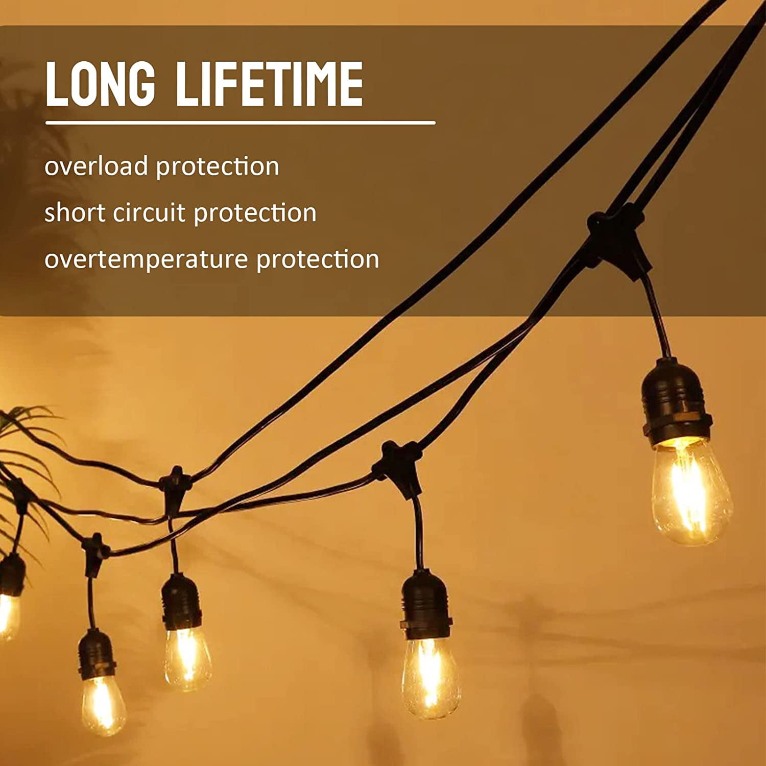 24-Pack String Light Bulbs, S14 Outdoor Waterproof Replacement Bulb, E26 Base Bulbs, 1W 120V, 2700K