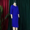 thumbnail image 4 of AURA Plus Size Women High Waist Pleated Pencil Midi Dress Elegant Office Commuter Style, 4 of 9