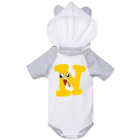 

Inktastic Cute Turkey Letter N Gift Baby Boy or Baby Girl Bodysuit