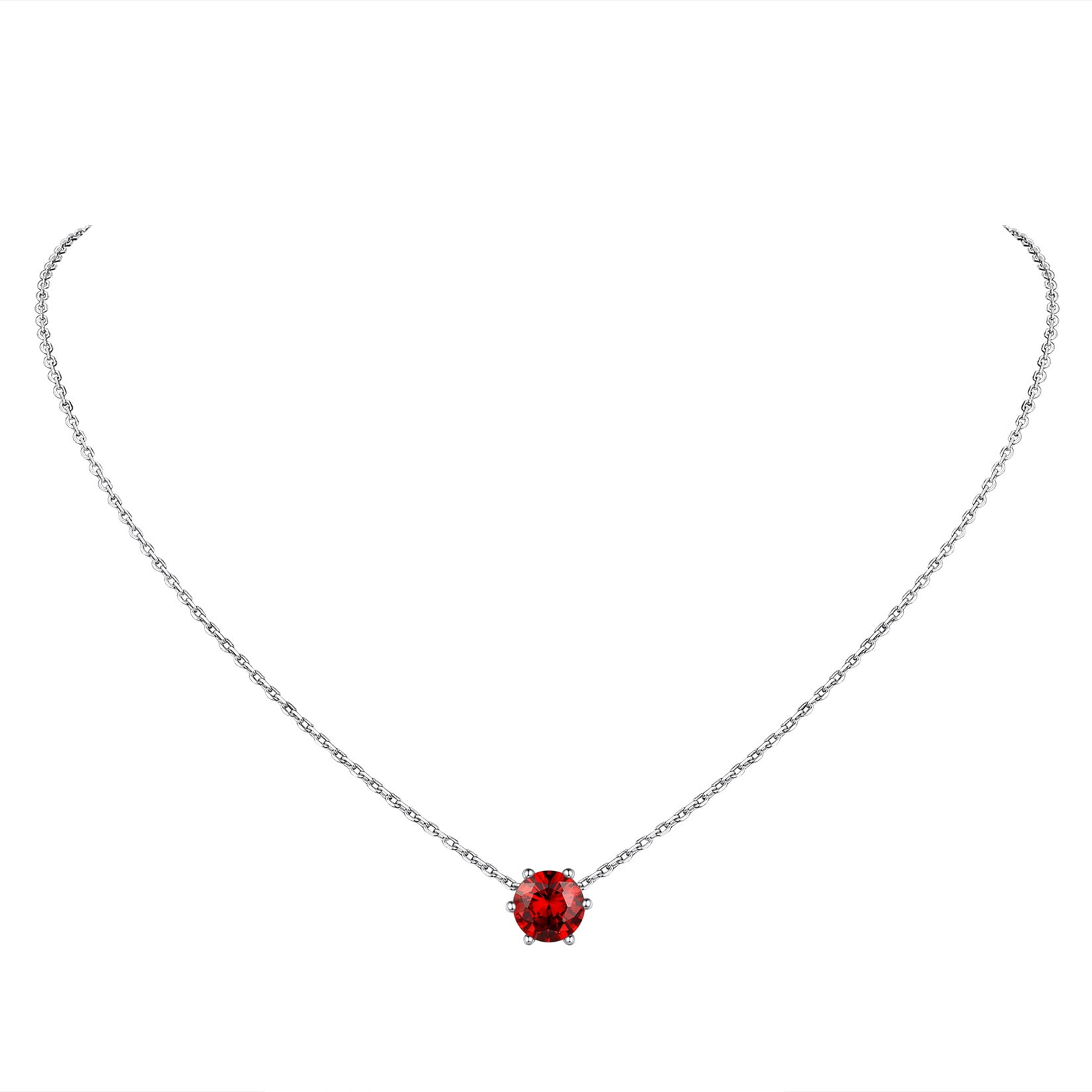 Suplight 925 Sterling Silver 6 Prong Birthstone Necklace, Dainty Small ...