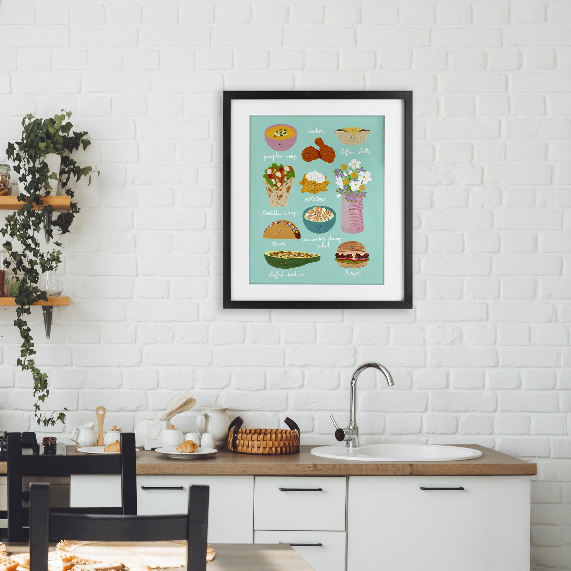 Stupell Industries Gourmet Lunch Food Collection Black Framed Print Under Glass, design by Metka Hiti