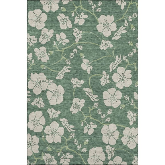 Addison Rugs Mayfield Premium Machine Washable Transitional Floral Sage Rectangle Rug, 10' x 14'