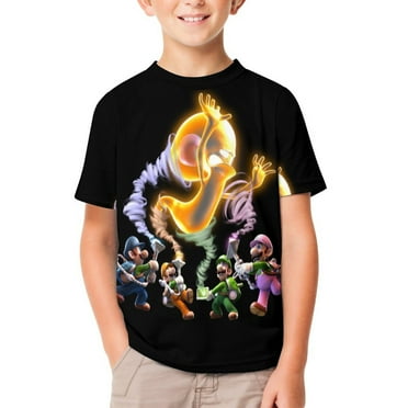 Luigi's Mansion Unisex T-Shirt for Boys Girls Short Sleeve Sports Top Breathable Blouse 3D Prints Tee Shirts Casual Children Clothing 120CM