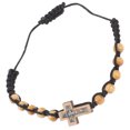 thumbnail image 4 of Pulsera de cuentas de oración de madera, ajustable, unisex, con dije de cruz, 4 of 8